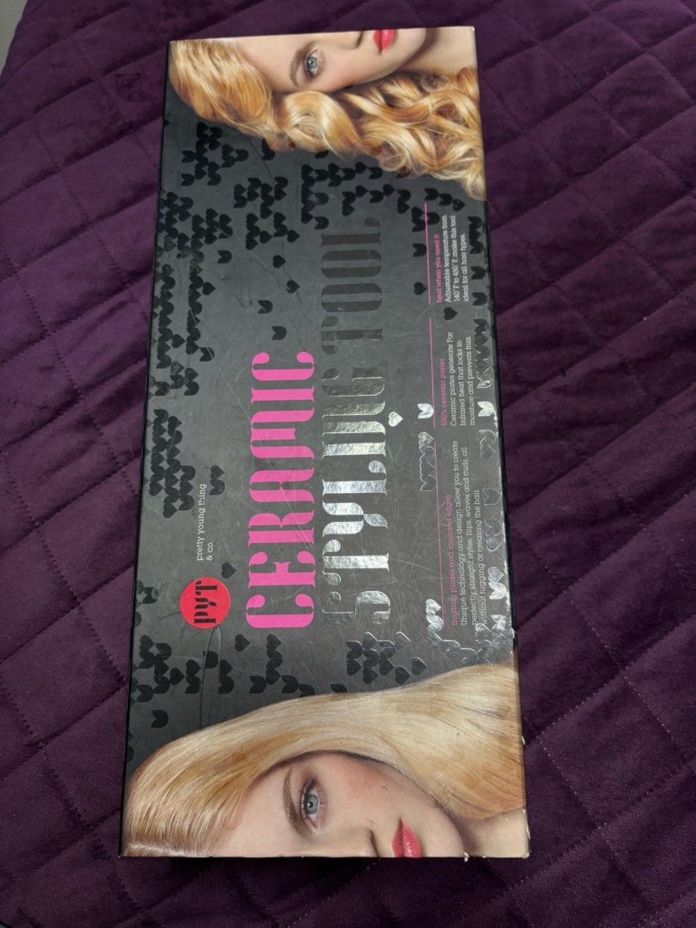 Ceramic Styling Tools Professional Hair Styling Flatiron- Black and Pink polka